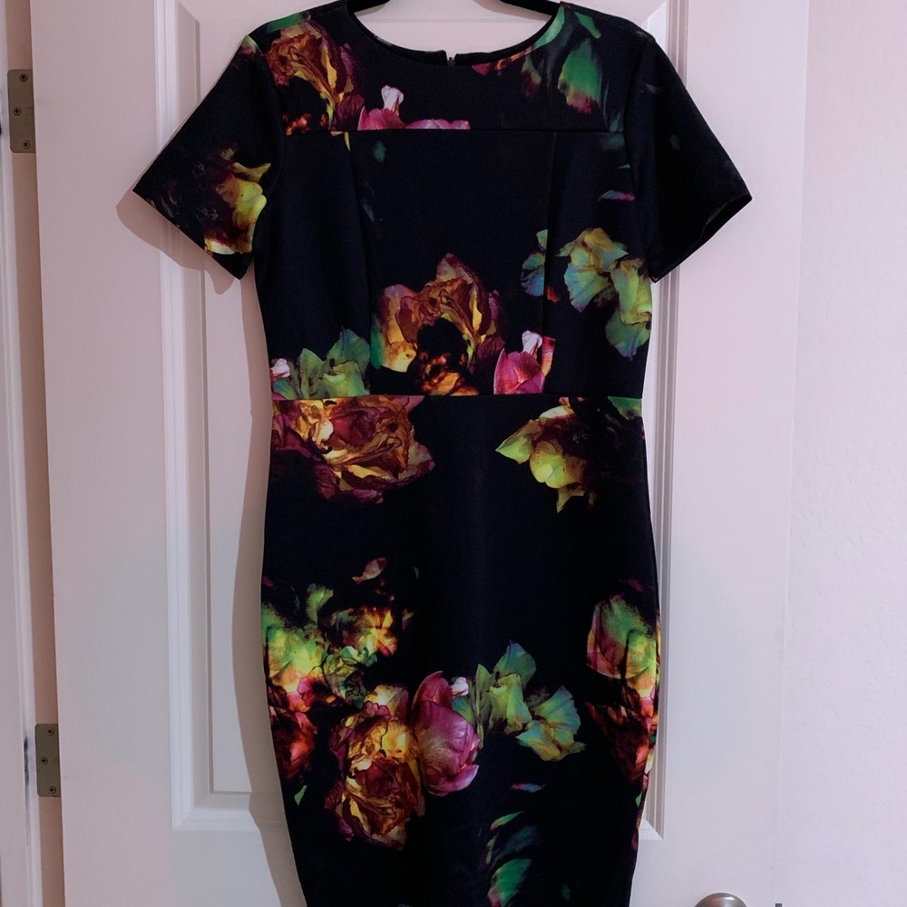 Alexia Admor Black Dress with Vibrant Floral Design